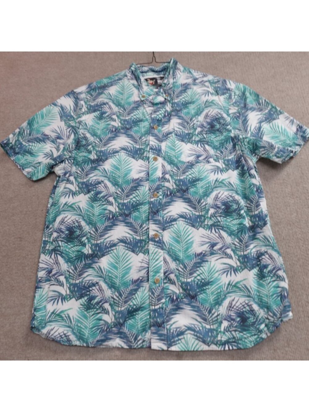 The Nutter Shirt Medium Blue Floral Hawaiian Aloha Made in USA